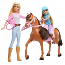 Barbie Zestaw Dżokejka Lekcja Jazdy Konnej - 2 Lalki i Koń GXD65