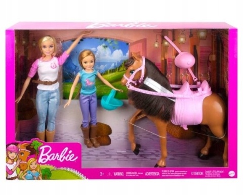 Barbie Zestaw Dżokejka Lekcja Jazdy Konnej - 2 Lalki i Koń GXD65