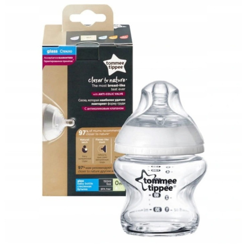 Tommee Tippee Butelka Antykolkowa Szklana do Karmienia 150 ml