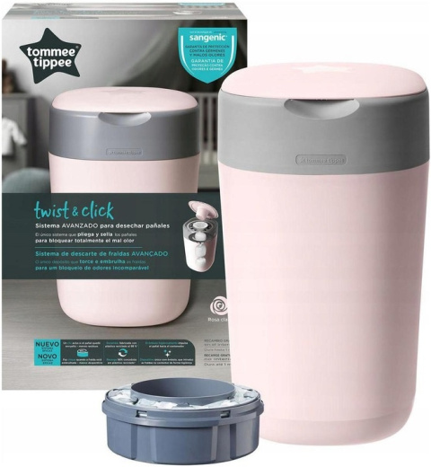 Tommee Tippee Sangenic Kosz Pojemnik Twist na Zużyte Pieluchy Różowy