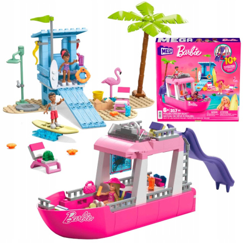 Klocki Barbie Mega Bloks Zestaw Wymarzona Łódź Malibu Statek 317 el.