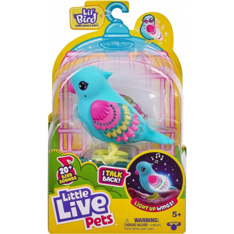 Little Live Pets Interaktywny Ćwierkający-Mówiący Niebieski Ptaszek