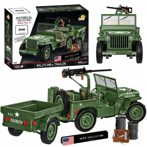 Cobi Klocki HC WWII Willys MB & Trailer Executive Edition 1580el. 2804