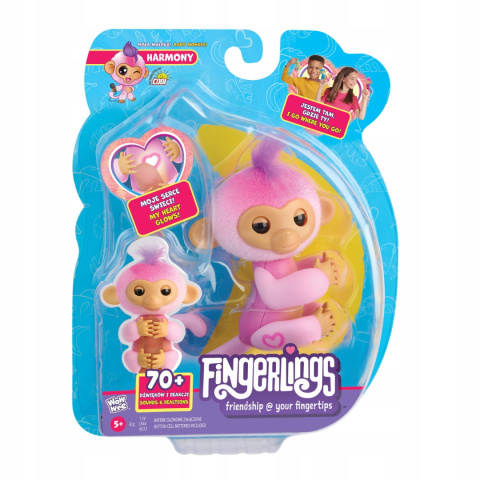 Fingerlings Różowa Interaktywna Małpka Harmony