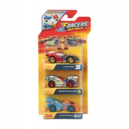 T-Racers 3-pak Mix & Race Pojazd Glitcher, Monster Machine Blue Dragon