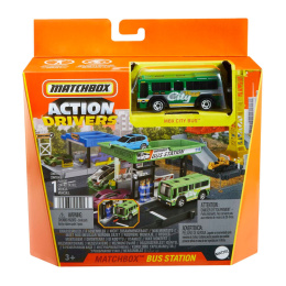 MatchBox Zestaw Action Drivers Dworzec Autobusowy Zielony Bus HDL08