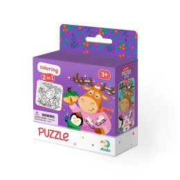 Dodo Puzzle 16 el. Kolorowanka Renifer i Pingwin