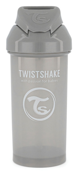 TwistShake Kubek Niekapek Słomka 360ml Szara 6m+